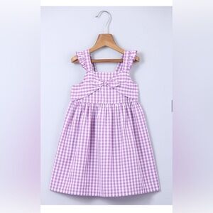 Beebay purple/white checkered Sundress with Cap Sleeves girl's sz 7